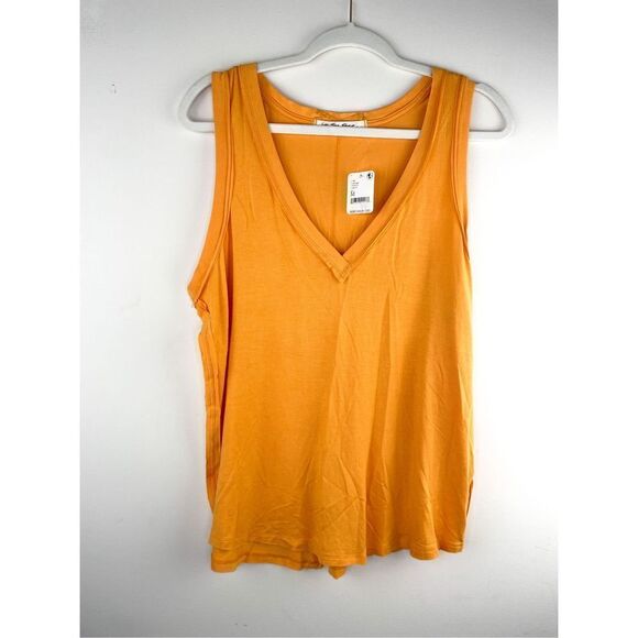 NWT Free People Moon Dancer Tank Top In Carrot Ginger Relaxed Fit V-Neck Size M - Picture 3 of 10